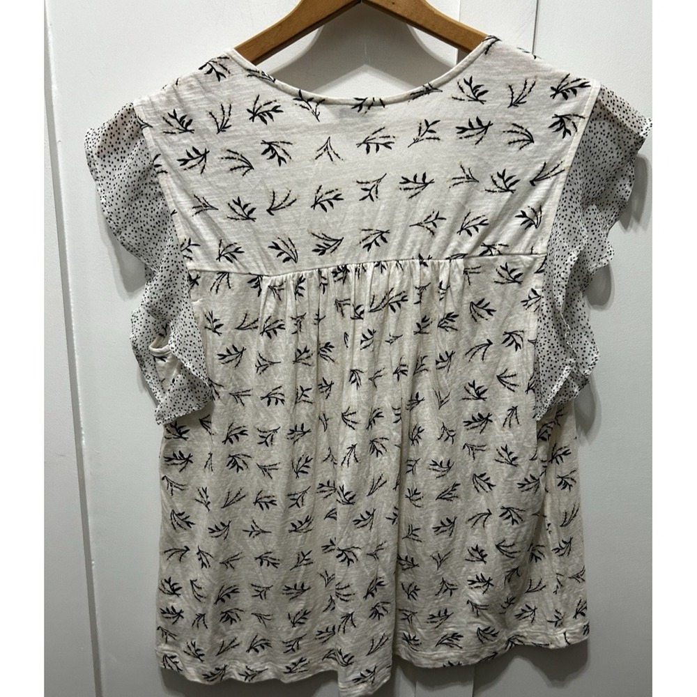 Lucky Brand Short Sleeve Ivory Floral Shirt Business casual career breathable LG - Picture 3 of 13